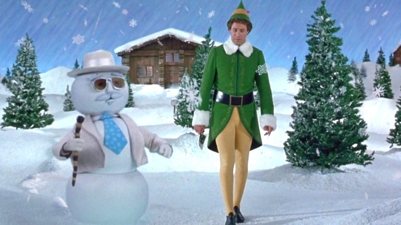 Elf: Buddy walking with talking snowman