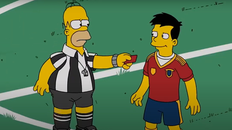 Homer giving player red card