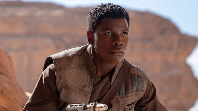 John Boyega as Finn ready for a fight in Star Wars: The Rise of Skywalker