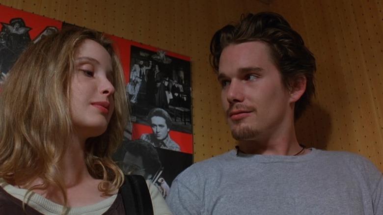 Ethan Hawke and Julie Delpy, as Jesse and Celine, looking in love in Before Sunrise