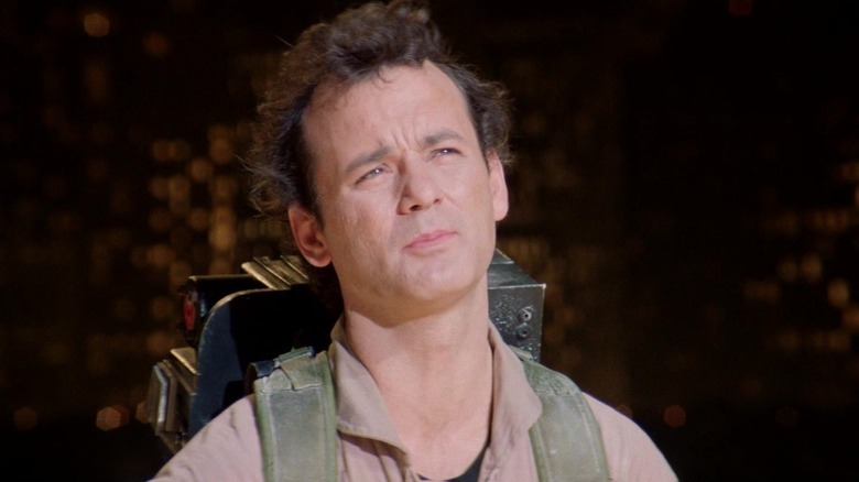 Bill Murray's Peter Venkman looking up in Ghostbusters