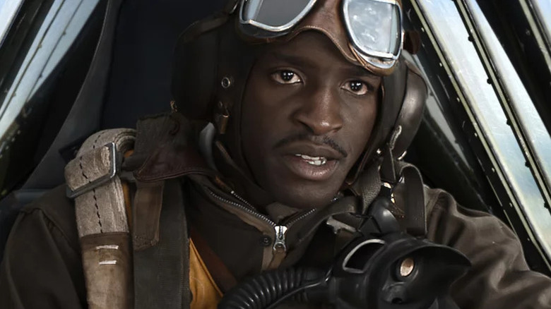 Samuel George (Elijah Kelley) sits in a cockpit in Red Tails