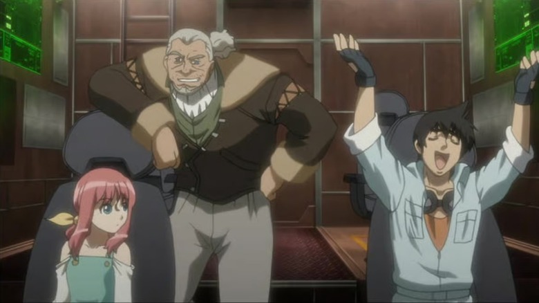 Franca glances at Bishop while Mister grins behind her in Coyote Ragtime Show