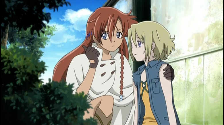 Nadie puts an arm around Ellis behind a bush in El Cazador de la Bruja