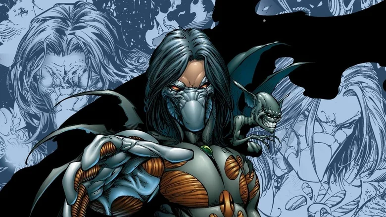 Jackie Estacado as the Darkness posting with a Darkling on his shoulder in The Darkness Complete Collection Vol. 2