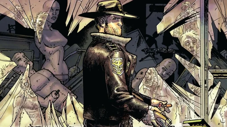 Rick Grimes watching the walkers in The Walking Dead #1