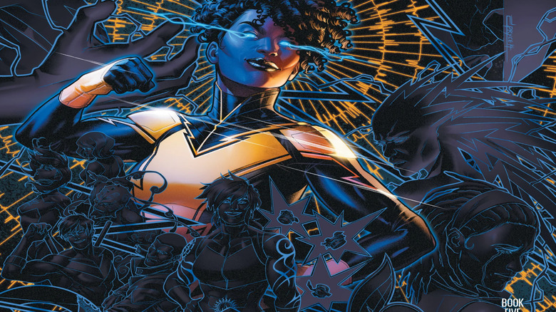 Anissa Pierce surrounded by electric inspired art