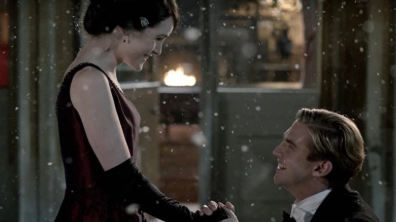 Matthew Crawley (Dan Stevens) proposes to Mary Crawley (Michelle Dockery) in Downton Abbey