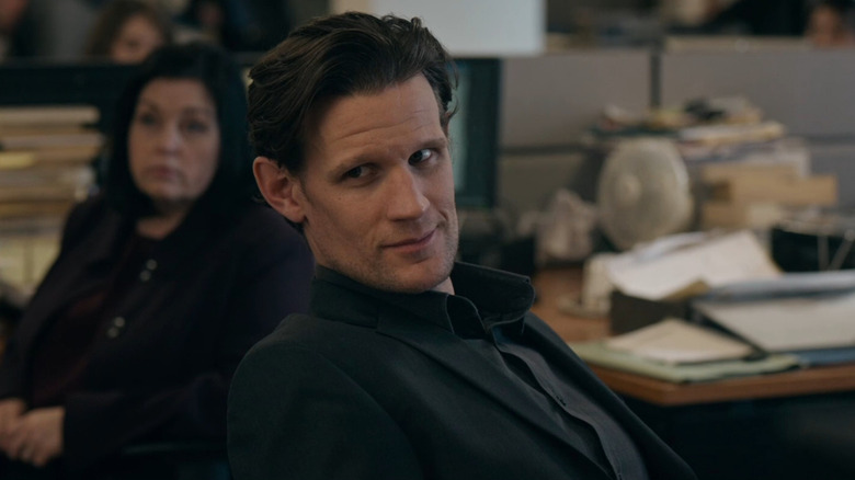 Martin Bright (Matt Smith) leaning in chair in Official Secrets