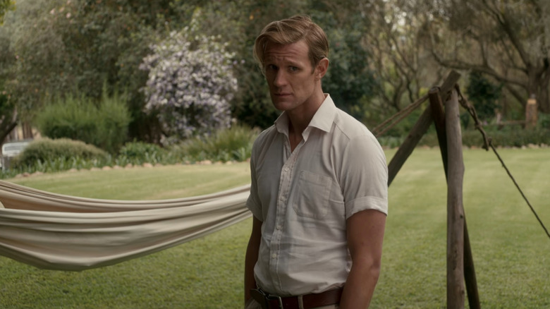 Prince Philip (Matt Smith) sadly looking at wife in The Crown