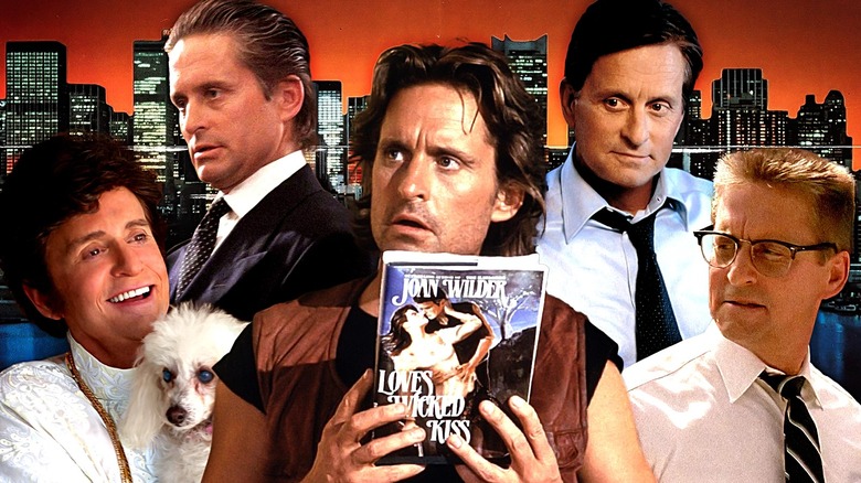 Michael Douglas as Liberace in Behind the Candelabra, Gordon Gekko in Wall Street, Jack in Romancing the Stone, Robert Wakefield in Traffic, and D-FENS in Falling Down