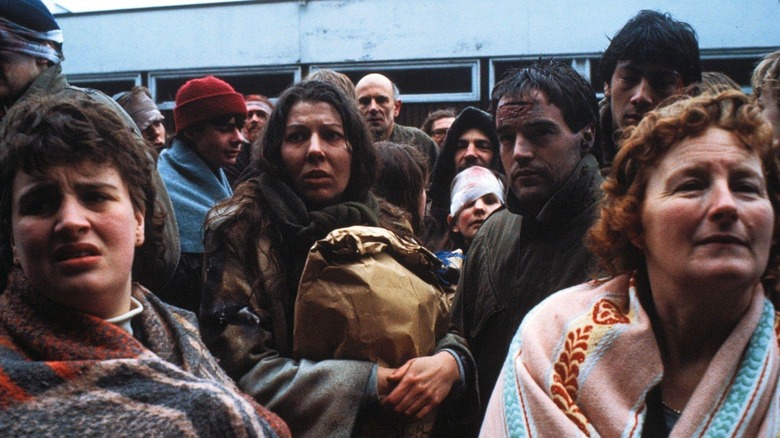 A crowd of survivors in the aftermath of a nuclear attack in Threads
