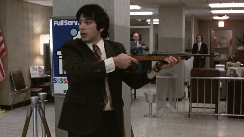 Al Pacino as Sonny Wortzik holding up the bank in Dog Day Afternoon