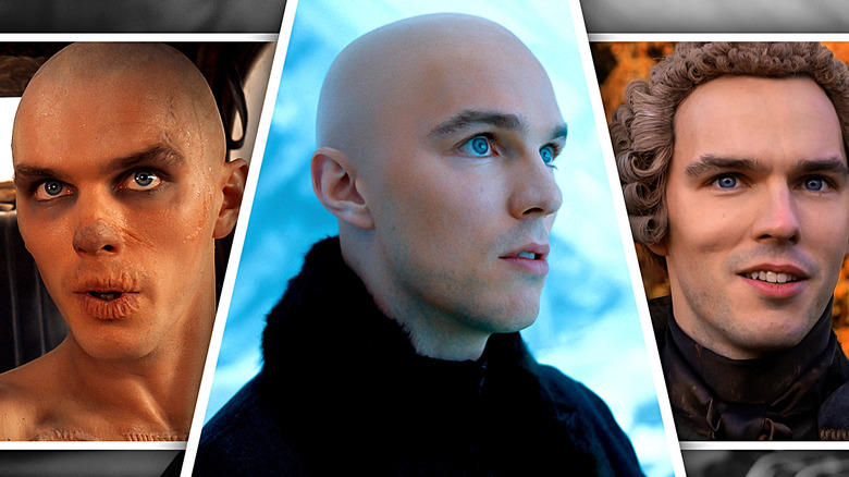 Nicholas Hoult as Nux in Mad Max: Fury Road, Lex Luthor in Superman, and Peter III in The Great.