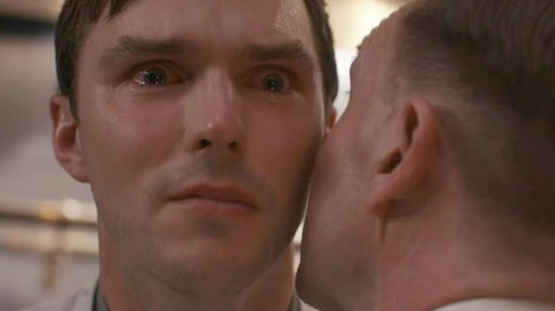 Nicholas Hoult looks petrified as Tyler Ledford in The Menu.