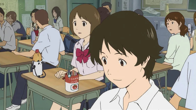 Makoto Konno and Chiaki Mamiya sit in a classroom in The Girl Who Leapt Through Time