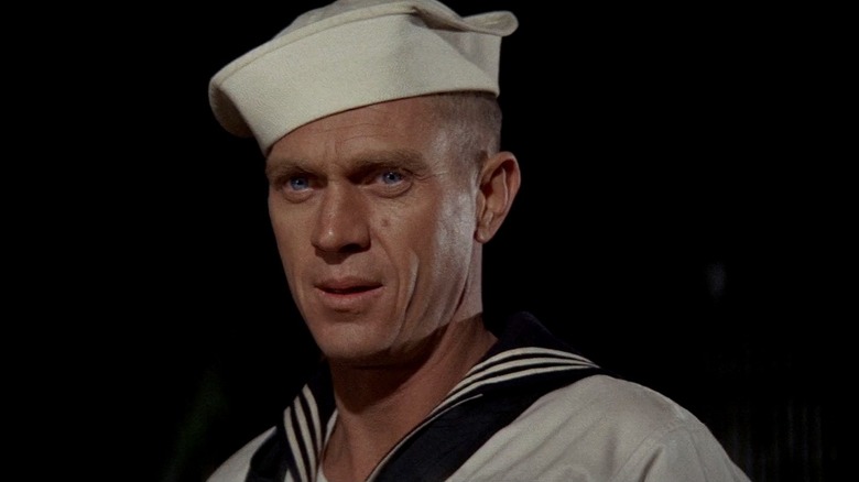 Steve McQueen as Jake, worried about trouble in The Sand Pebbles