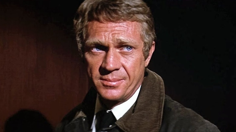 Steve McQueen as O'Hallorhan, concerned about fire safety in The Towering Inferno