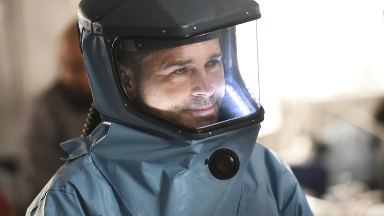 Dr. Ethan Willis (Rob Lowe) in hazmat suit on Code Black