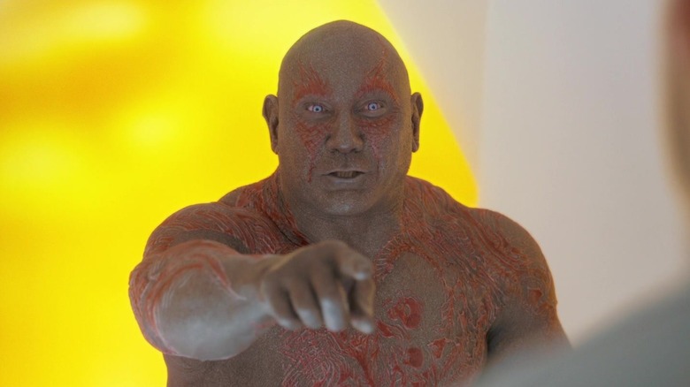 Dave Bautista's Drax pointing in Guardians of the Galaxy Vol. 2