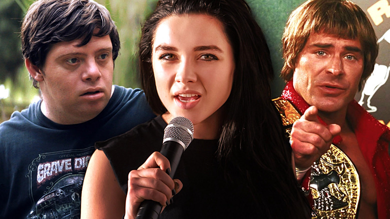 Zak (Zack Gottsagen) in The Peanut Butter Falcon; Saraya (Florence Pugh) in Fighting with My Family; Kevin Von Erich (Zac Efron) in The Iron Claw