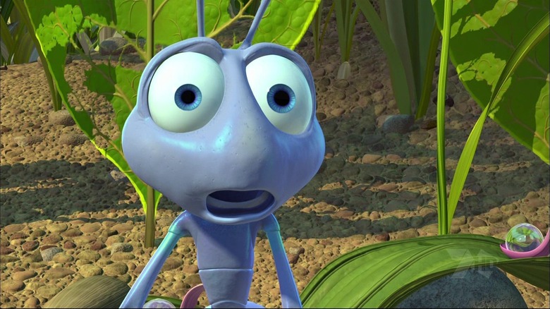 Flik with his eyes wide in A Bug's Life