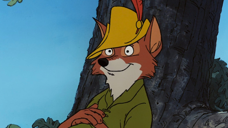 Robin Hood lying against a tree in Robin Hood (1973)