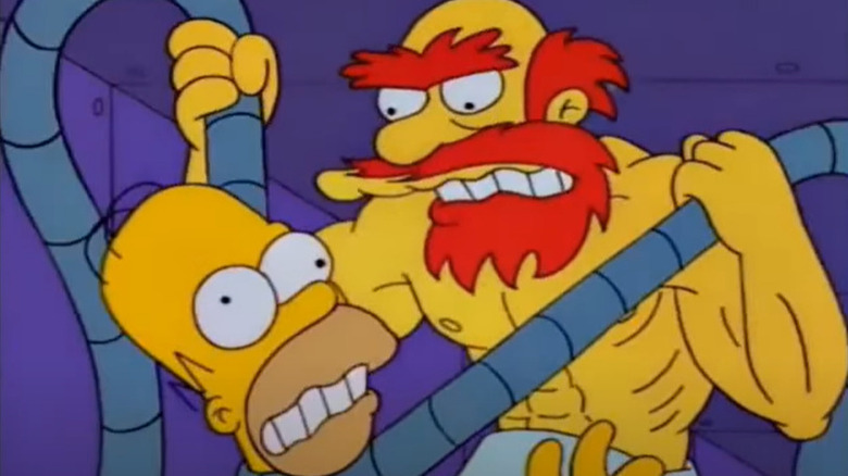 Groundskeeper Willie strangling Homer