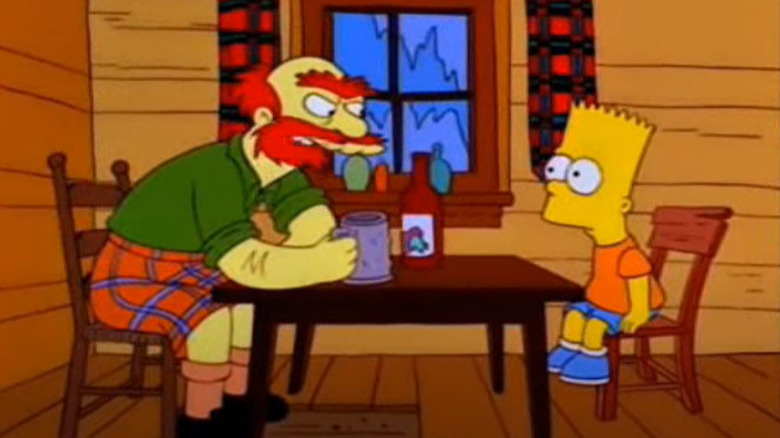 Groundskeeper Willie talking to Bart