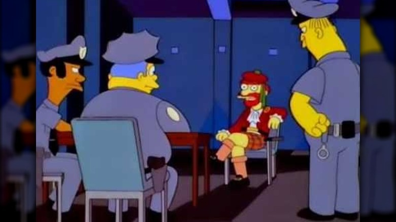 Police interrogating Groundskeeper Willie