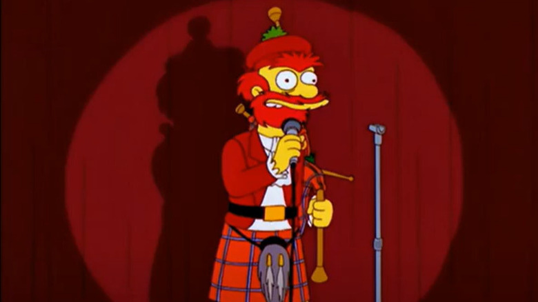 Groundskeeper Willie doing stand-up comedy