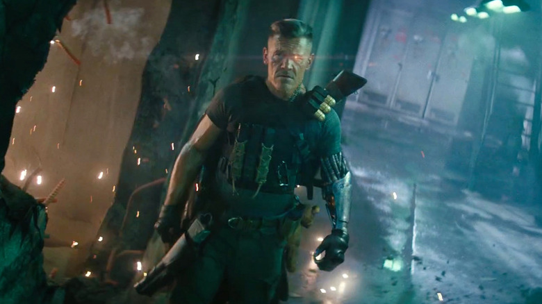Josh Brolin as Cable armed and walking with a purpose in Deadpool 2