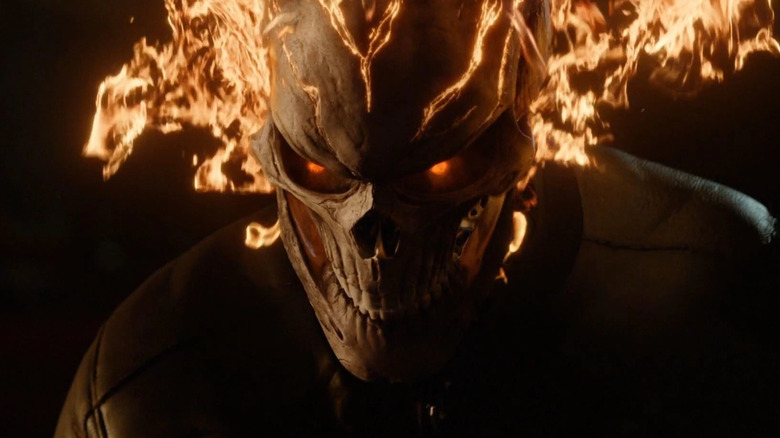 Gabriel Luna as Ghost Rider/Robbie Reyes in all his flaming skull glory in Agents of S.H.I.E.L.D.