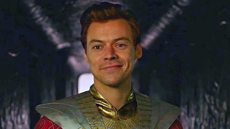 Harry Styles as Starfox introduces himself with a sly smile in Eternals
