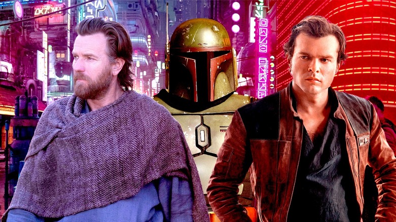 Star Wars composite image: Obi-Wan, Boba Fett, Han Solo