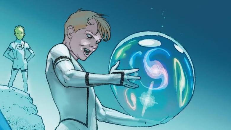 Franklin Richards happily holds a pocket universe in Secret Wars (vol. 2) #9