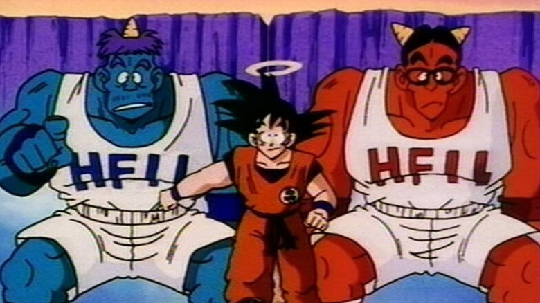 Goku with two ogres in HFIL in Dragon Ball Z