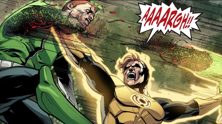 Hal Jordan tears off Guy Gardner's arm