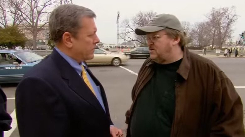 Michael Moore confronts John Tanner in Fahrenheit 9/11.