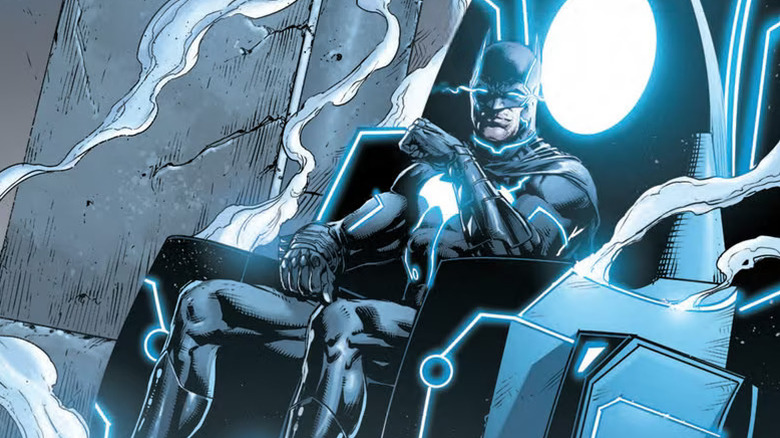 Batman sits in the Mobius chair