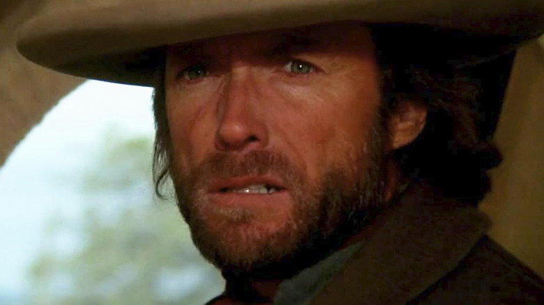 Josey Wales (Clint Eastwood) stares intensely in The Outlaw Josey Wales