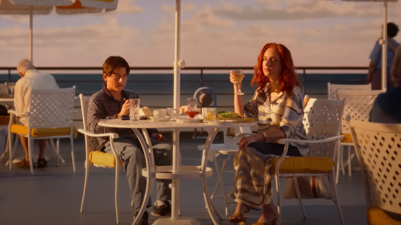 Young Beau dining with his mom
