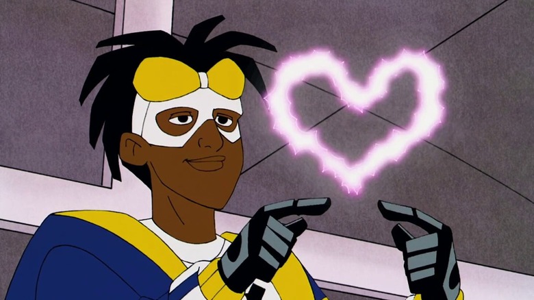 Static makes an electric heart with his powers in Static Shock (2000-2004).