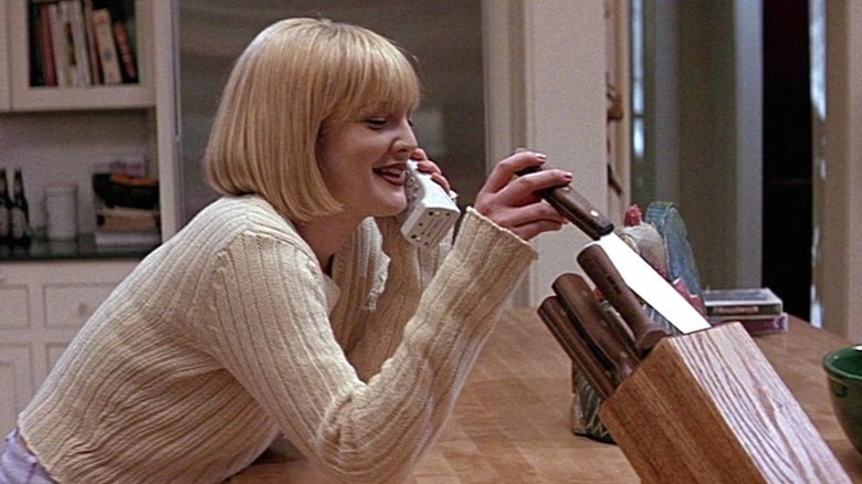 Drew Barrymore on phone