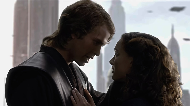 Hayden Christensen and Natalie Portman as Anakin and Padme embracing in Revenge of the Sith