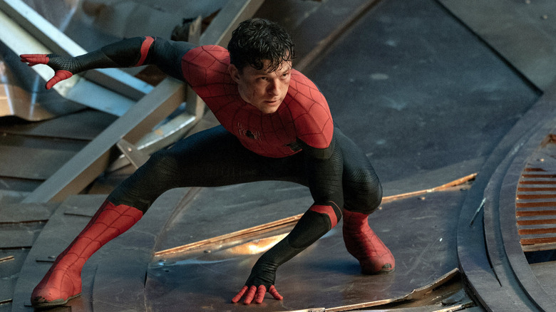 Tom Holland as Spider-Man prepares for battle in Spider-Man: No Way Home