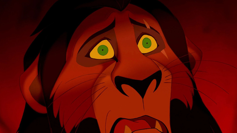 Scar looking terrified in "The Lion King" (1994) 