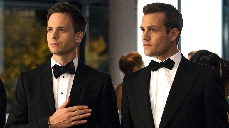 Mike and Harvey in bowties party