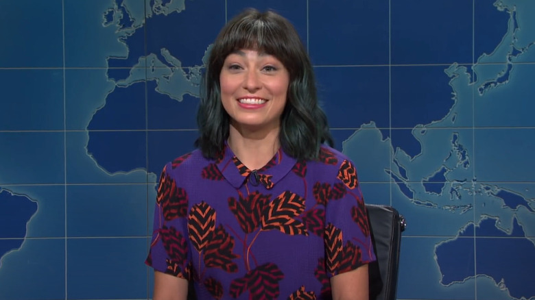 Melissa Villasenor as herself at the Weekend Update desk on SNL