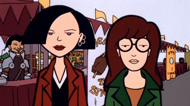 Jane and Daria stand at a carnival in Daria.